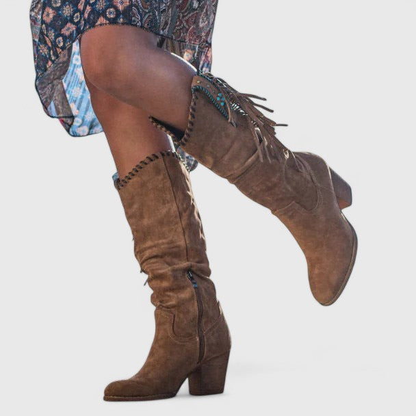 Rania | Western Ankle Boots with Fringe Detail