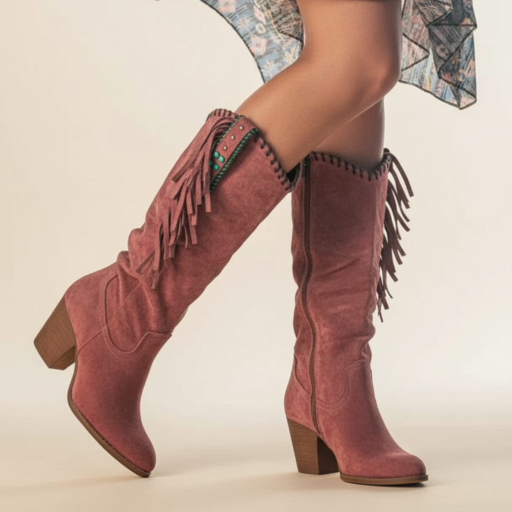 Rania | Western Ankle Boots with Fringe Detail