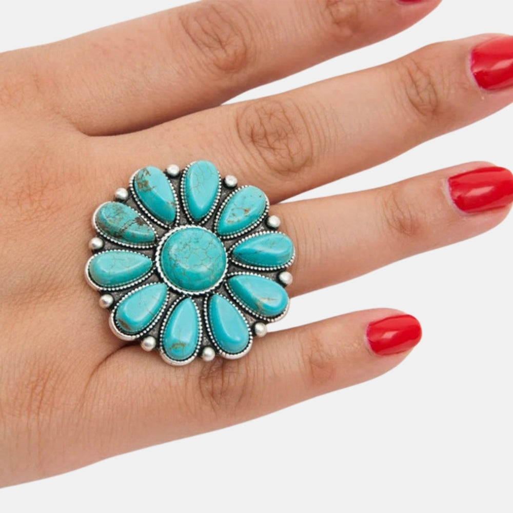 Rayna | Statement Floral Ring with Stone Detail