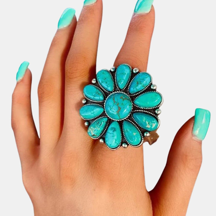 Rayna | Statement Floral Ring with Stone Detail
