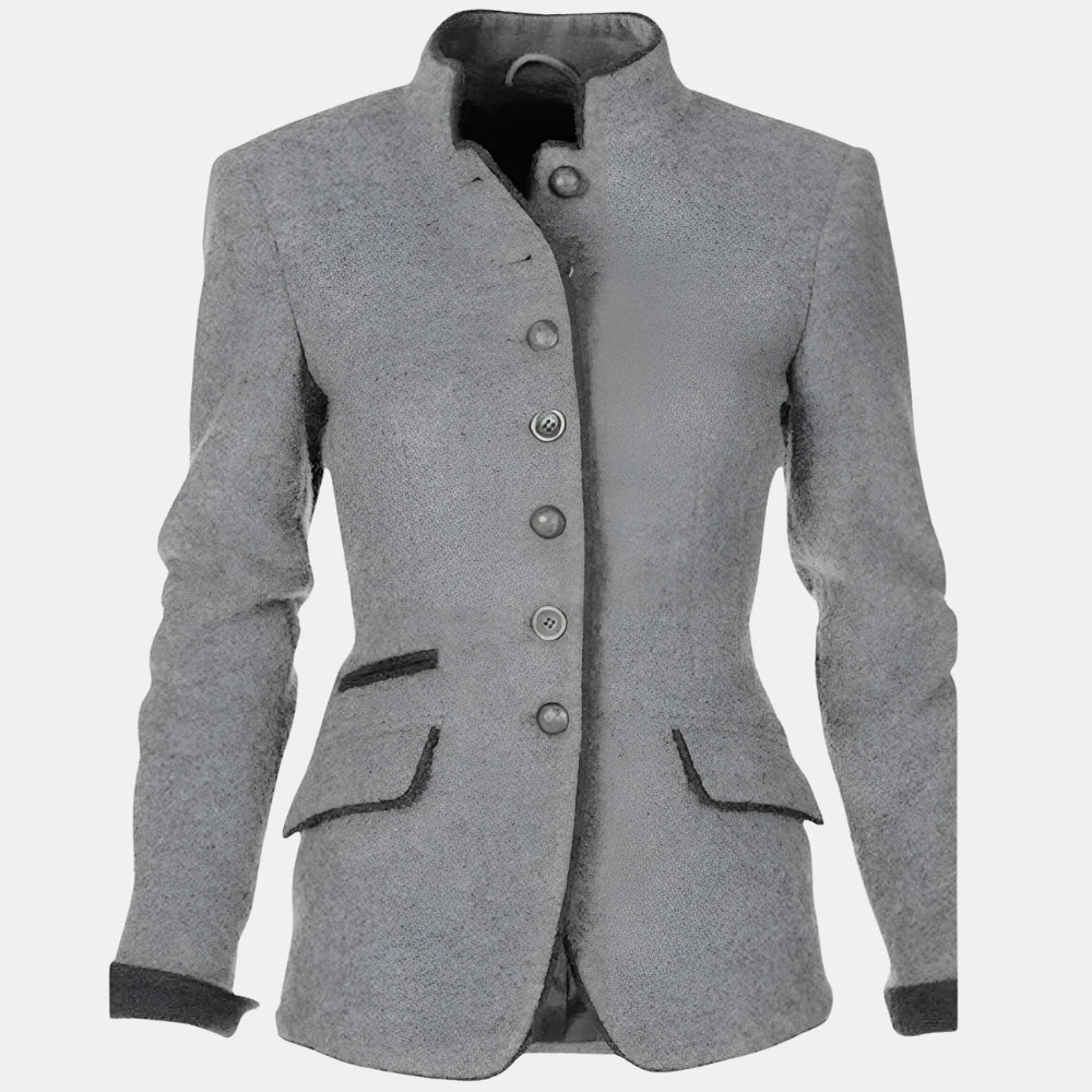 Raysyn | Structured Button Jacket with Stand Collar