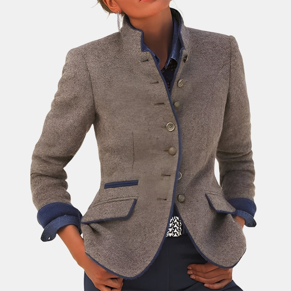 Raysyn | Structured Button Jacket with Stand Collar