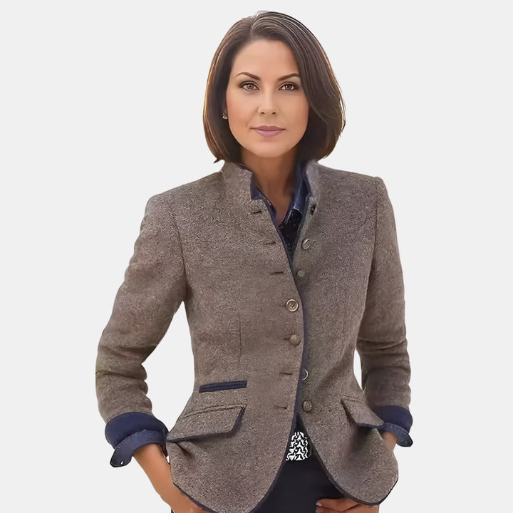 Raysyn | Structured Button Jacket with Stand Collar