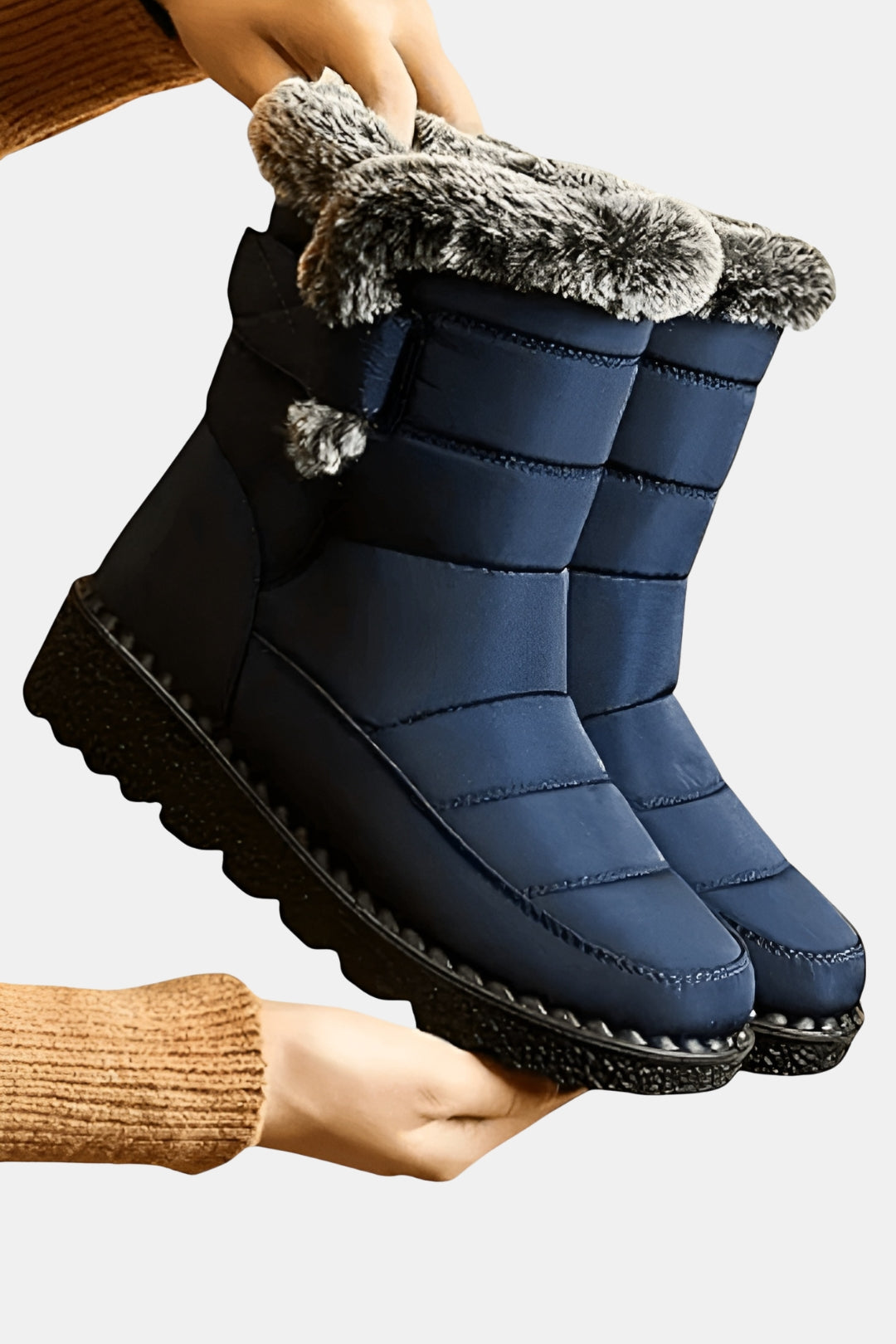 Retha | Quilted Mid Calf Boots with Faux Fur Cuff