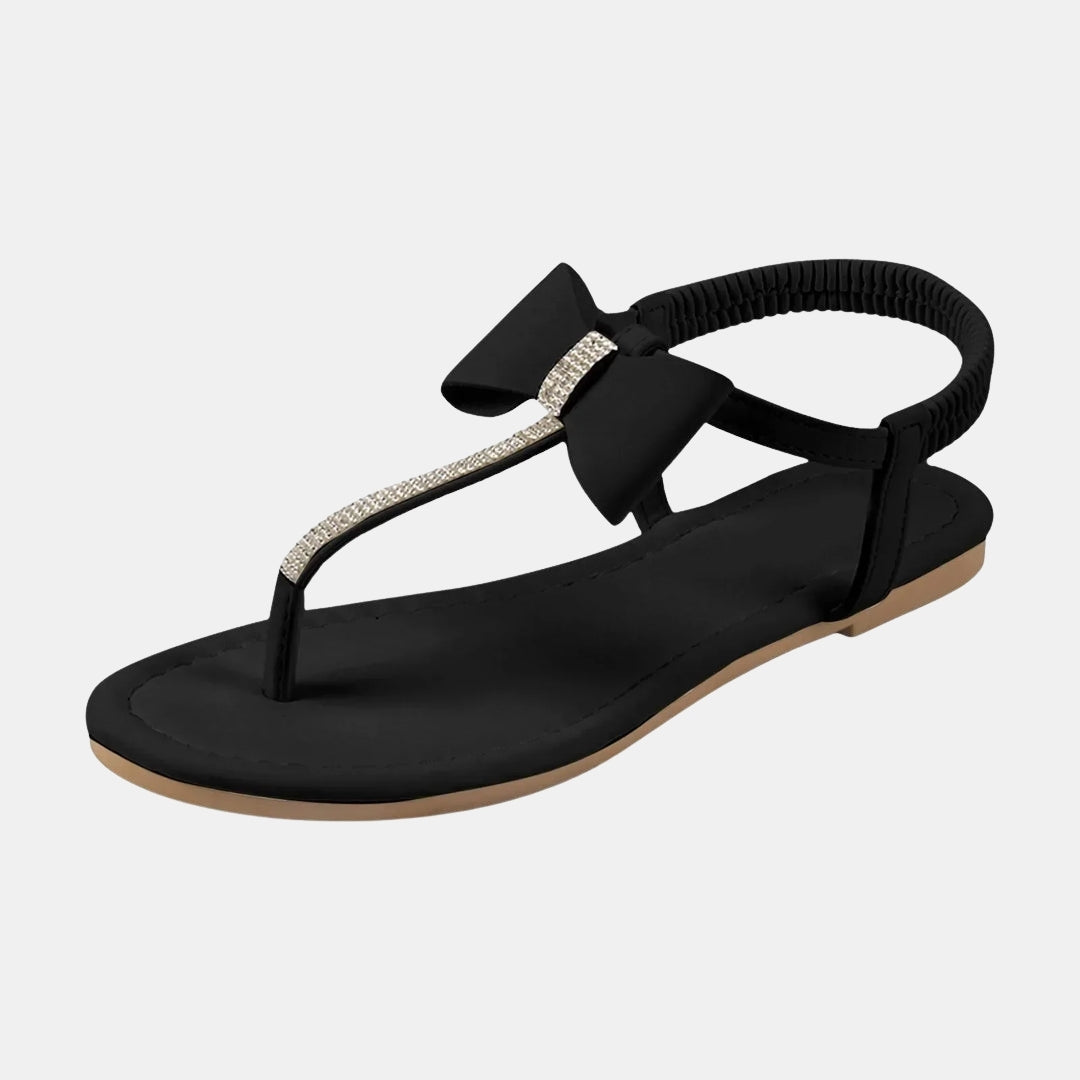 Rhoswen | Thong Flat Sandals with Bow Detail