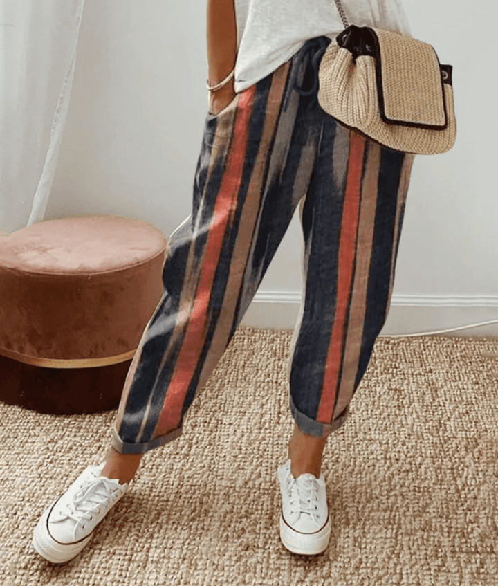Riley | Striped Drawstring Pants with Elastic Waist