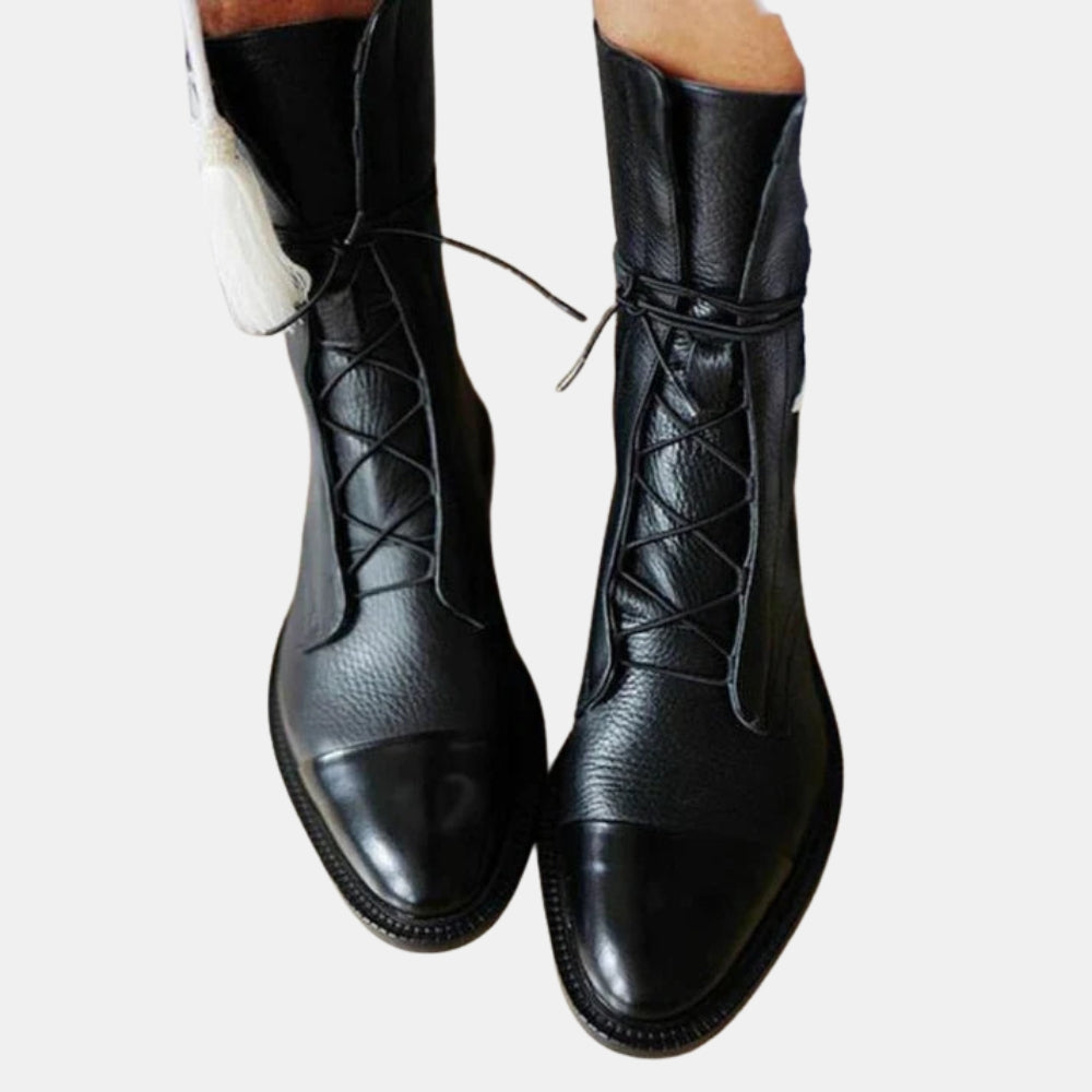 Rilla | Classic Lace Up Ankle Boots with Cap Toe