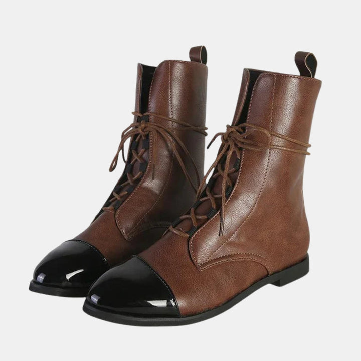 Rilla | Classic Lace Up Ankle Boots with Cap Toe