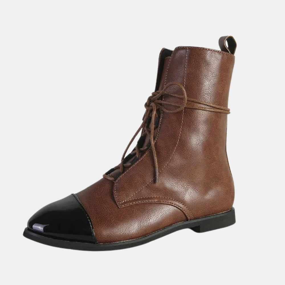 Rilla | Classic Lace Up Ankle Boots with Cap Toe