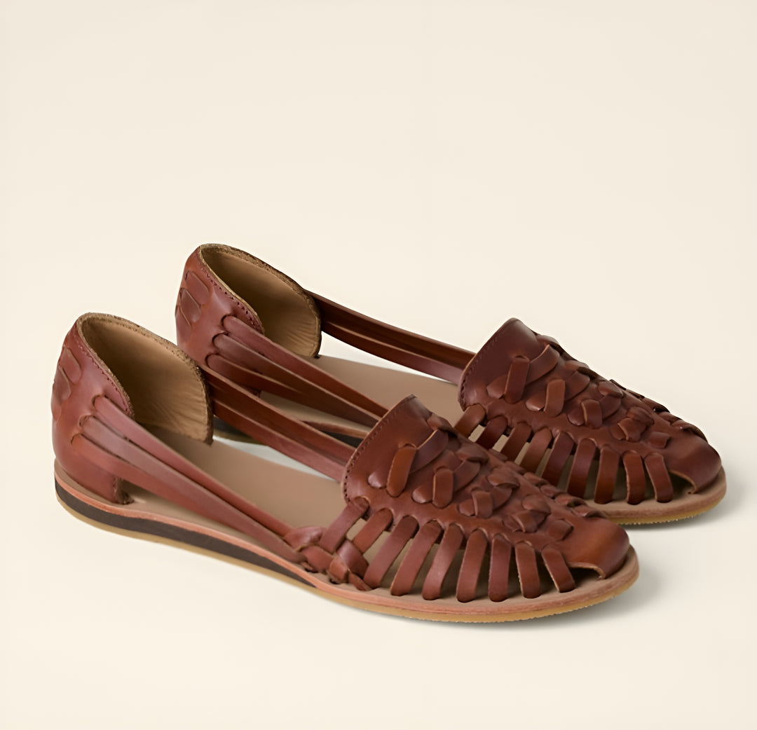 Romilda | Woven Closed Toe Flats with Cutout Sides