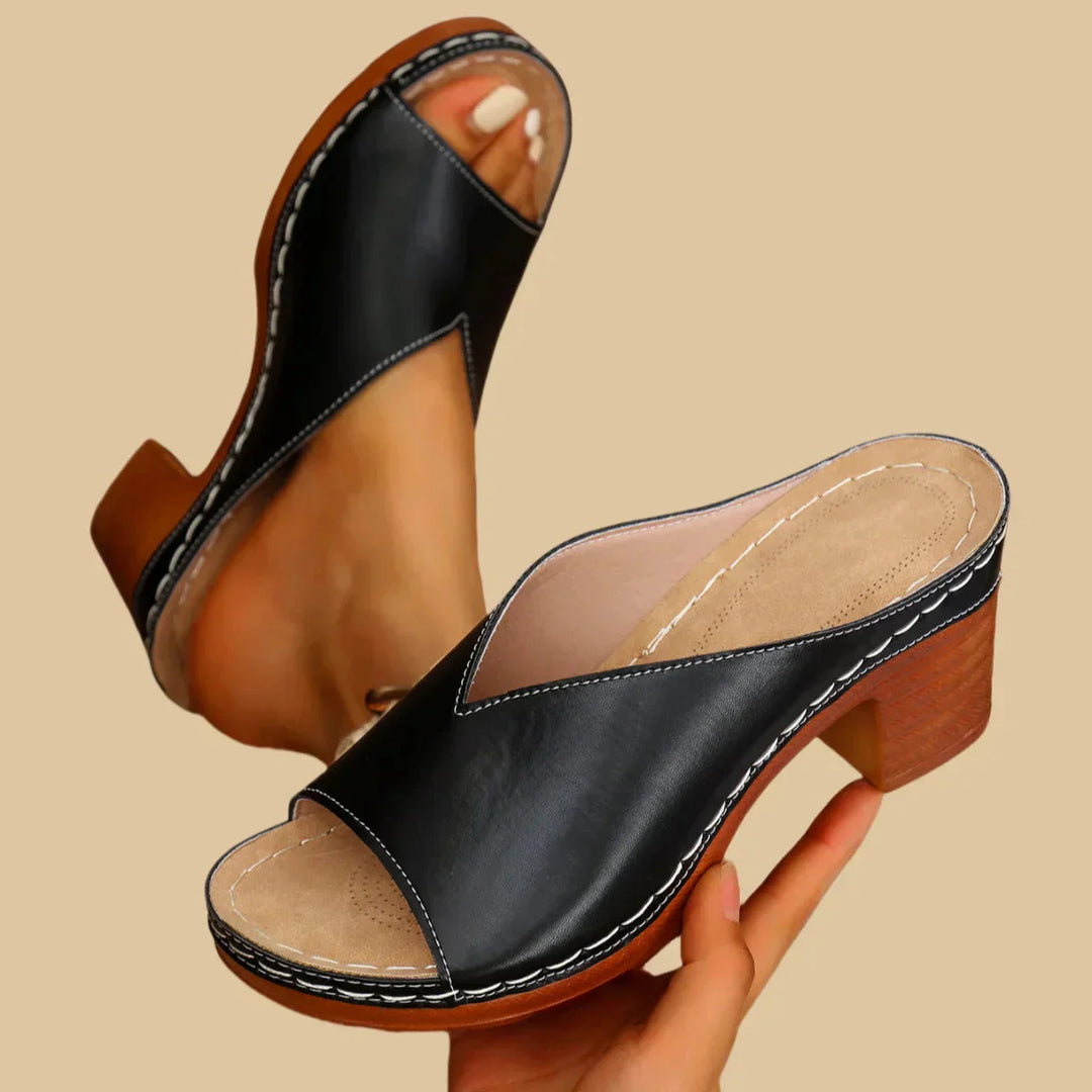 Ronna | Block Heel Slide Sandals with Open Toe