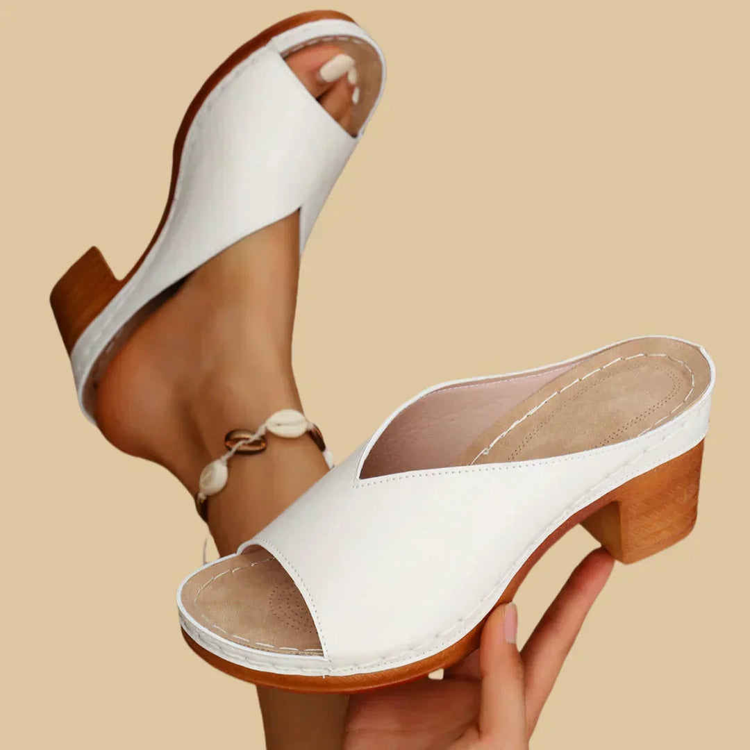 Ronna | Block Heel Slide Sandals with Open Toe