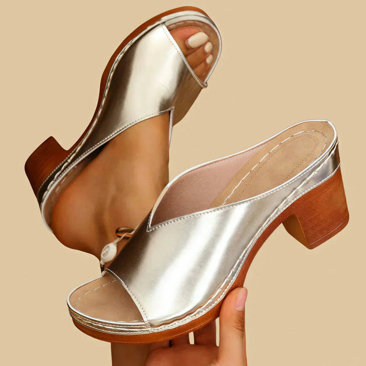Ronna | Block Heel Slide Sandals with Open Toe