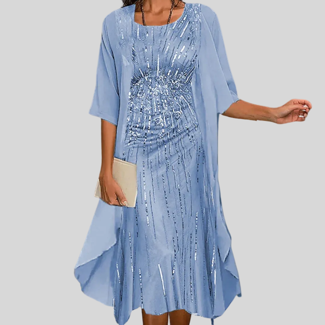 Rosalie | Floral Midi Dress with Sheer Overlay