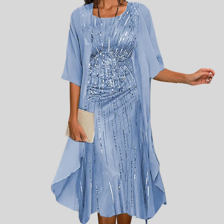 Rosalie | Floral Midi Dress with Sheer Overlay