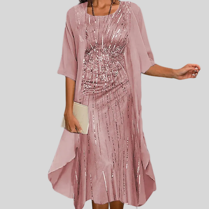 Rosalie | Floral Midi Dress with Sheer Overlay