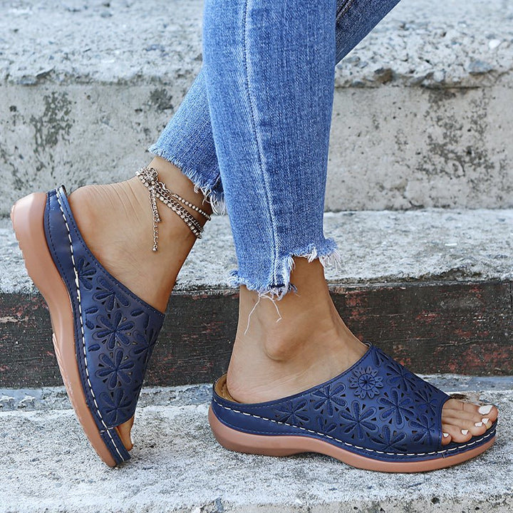 Rosalie | Slide Sandals with Cutout Floral Detail