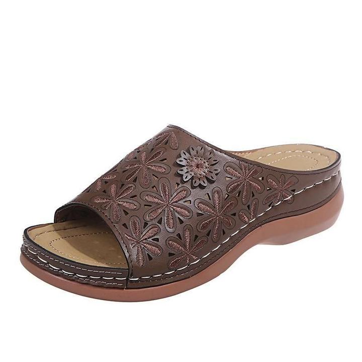 Rosalie | Slide Sandals with Cutout Floral Detail