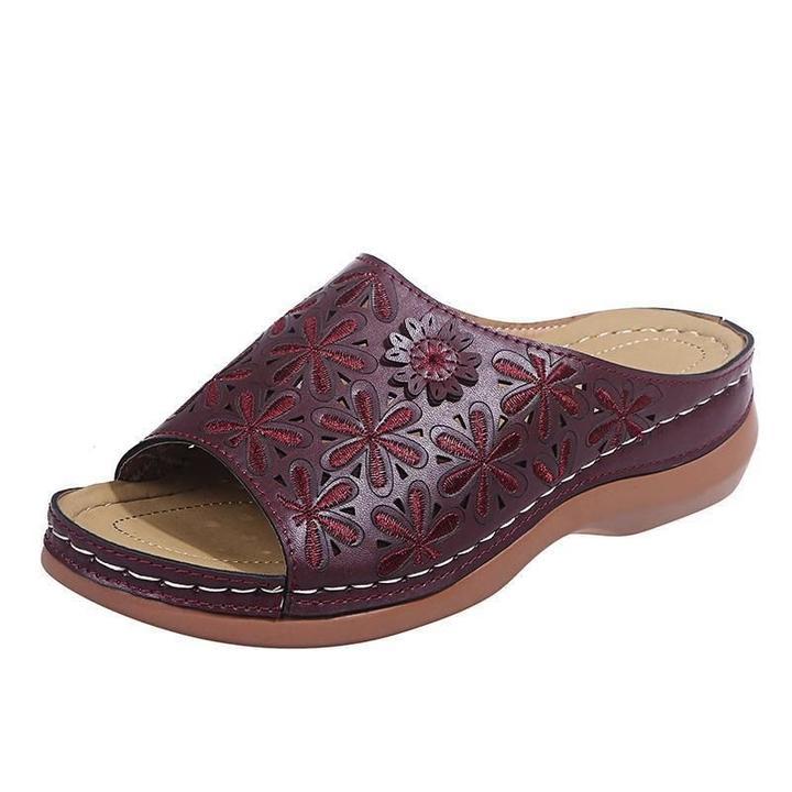 Rosalie | Slide Sandals with Cutout Floral Detail
