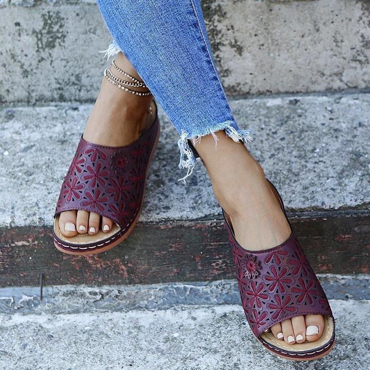 Rosalie | Slide Sandals with Cutout Floral Detail