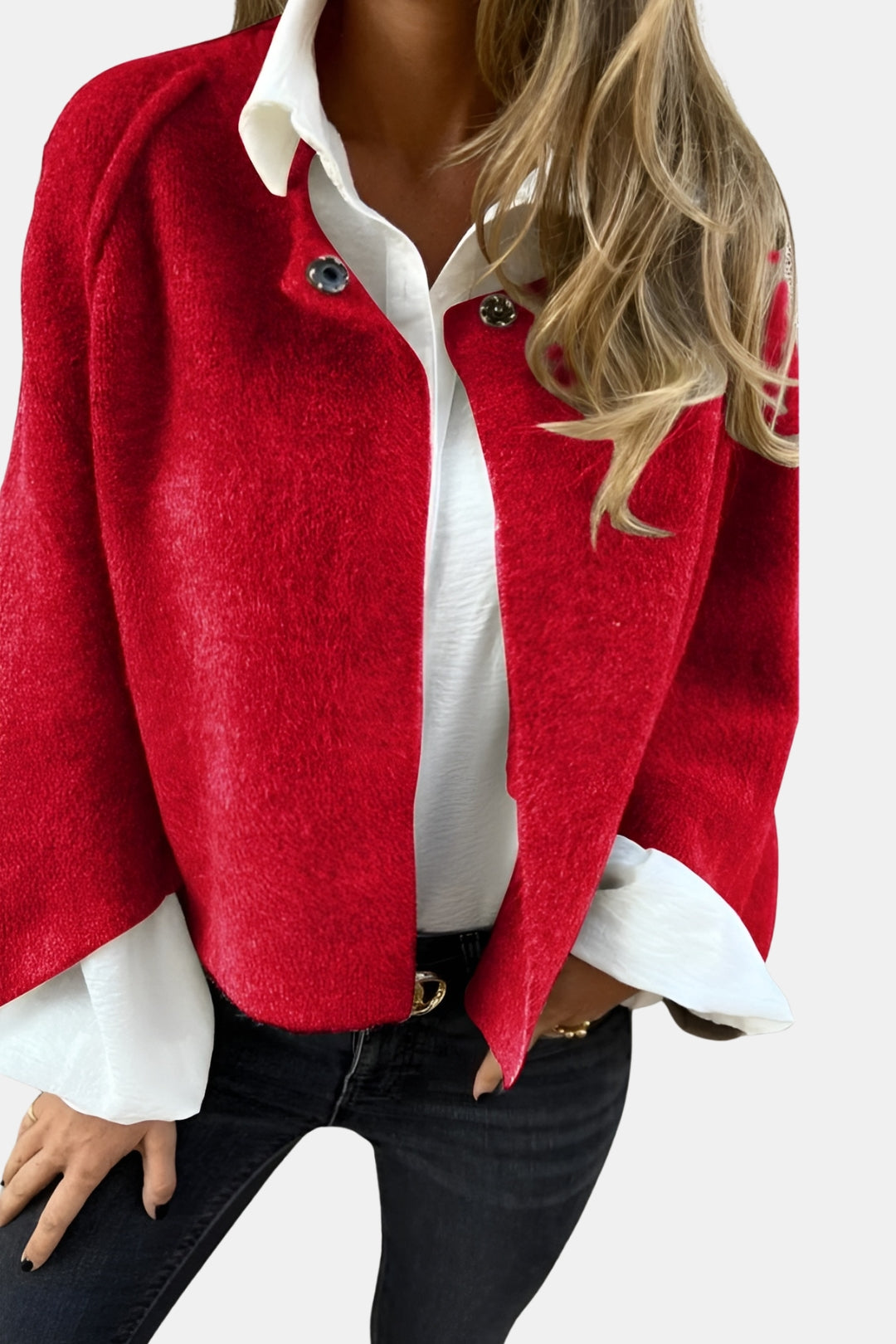 Saelyn | Cropped Textured Jacket with Button Closure