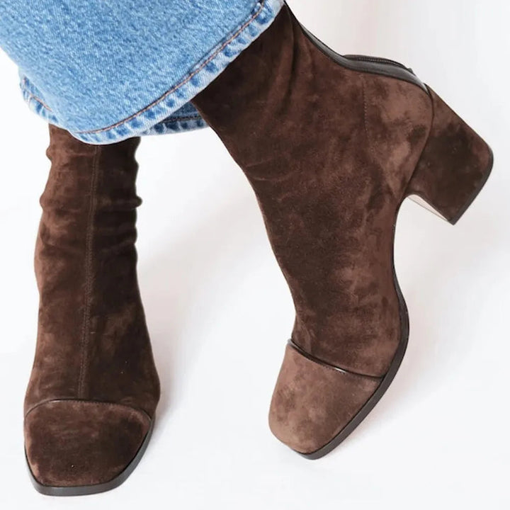 Samira | Square Toe Ankle Boots with Block Heel