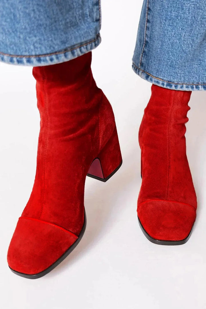 Samira | Square Toe Ankle Boots with Block Heel