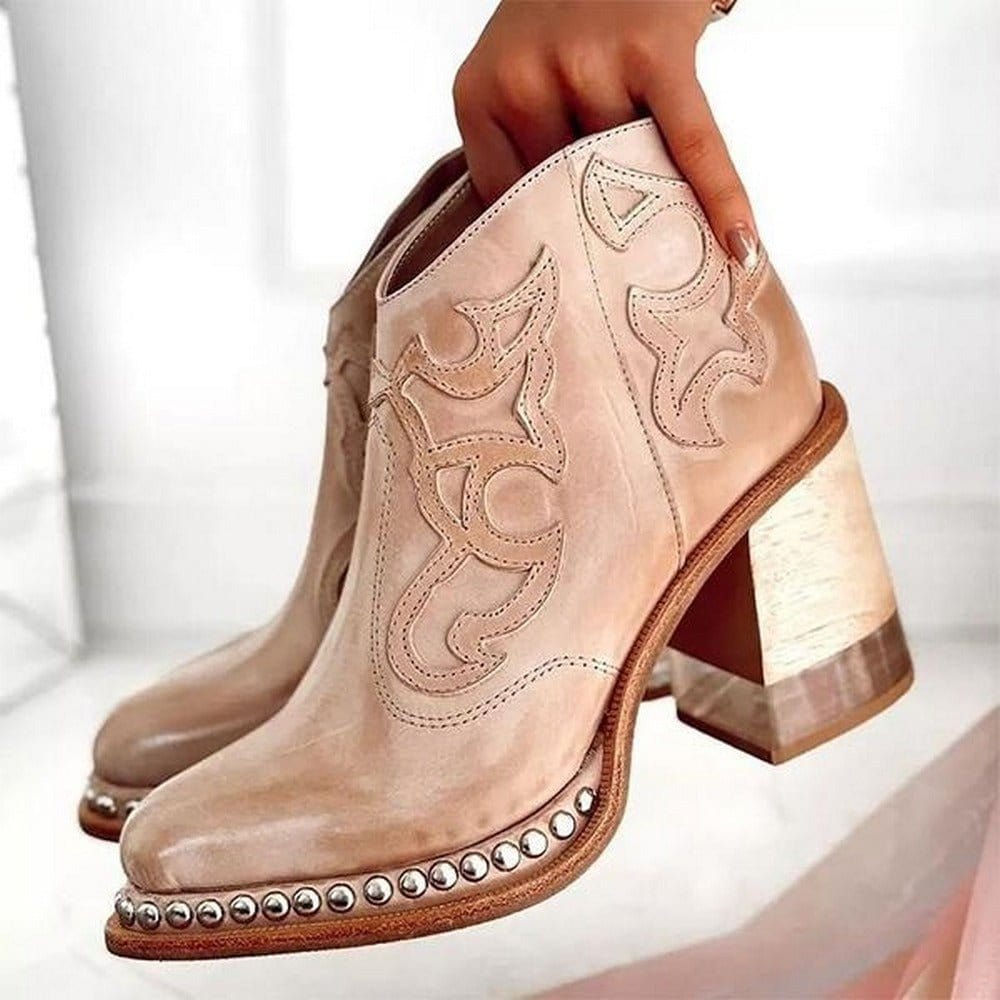 Savannah | Western Ankle Boots With Stud Detail