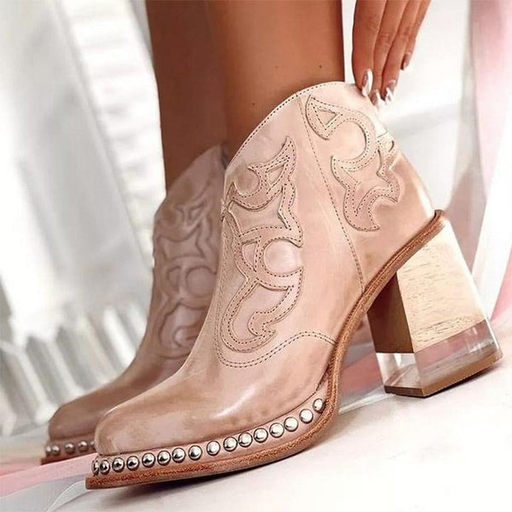 Savannah | Western Ankle Boots With Stud Detail