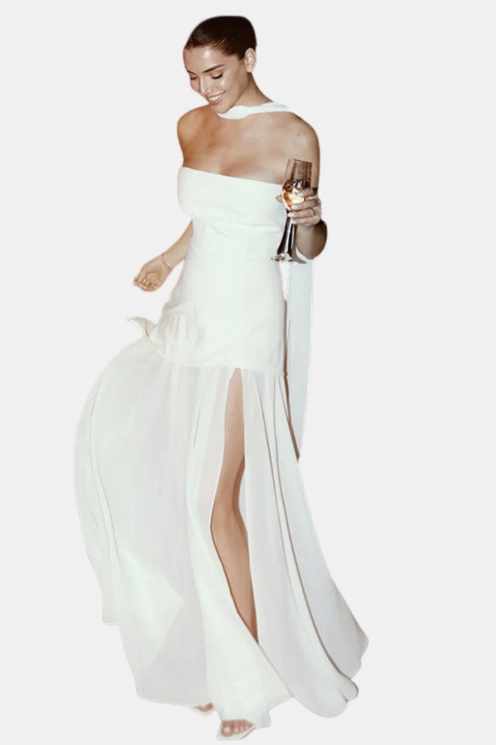 Savyndara | Wedding Guest Strapless Maxi Dress with Sheer Skirt