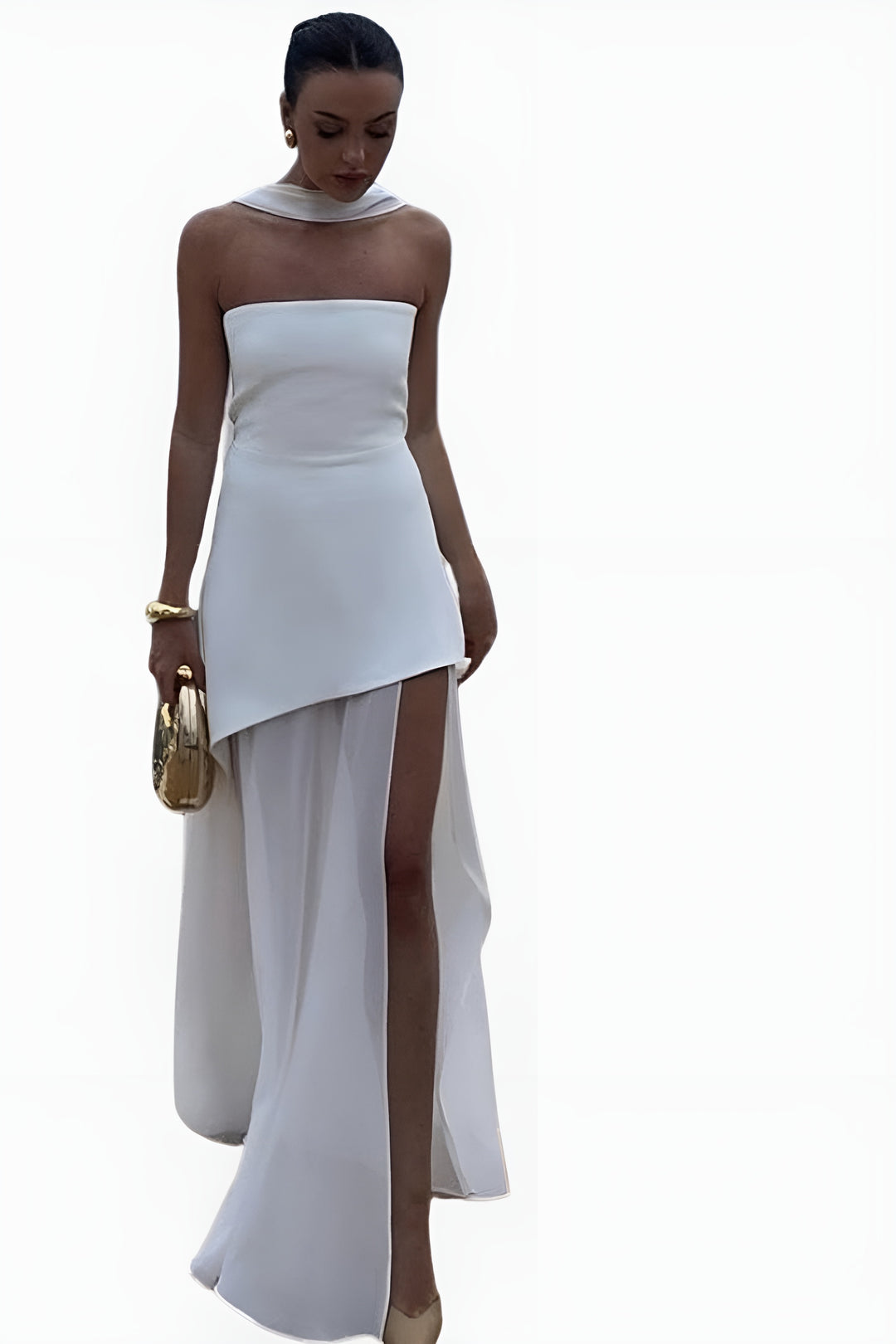 Savyndara | Wedding Guest Strapless Maxi Dress with Sheer Skirt