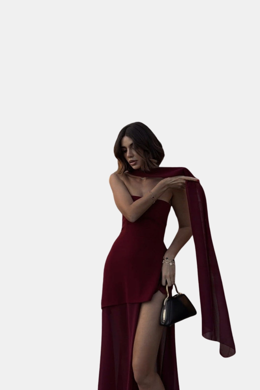 Savyndara | Wedding Guest Strapless Maxi Dress with Sheer Skirt