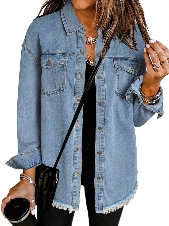 Saxyn | Classic Denim Jacket with Frayed Hem