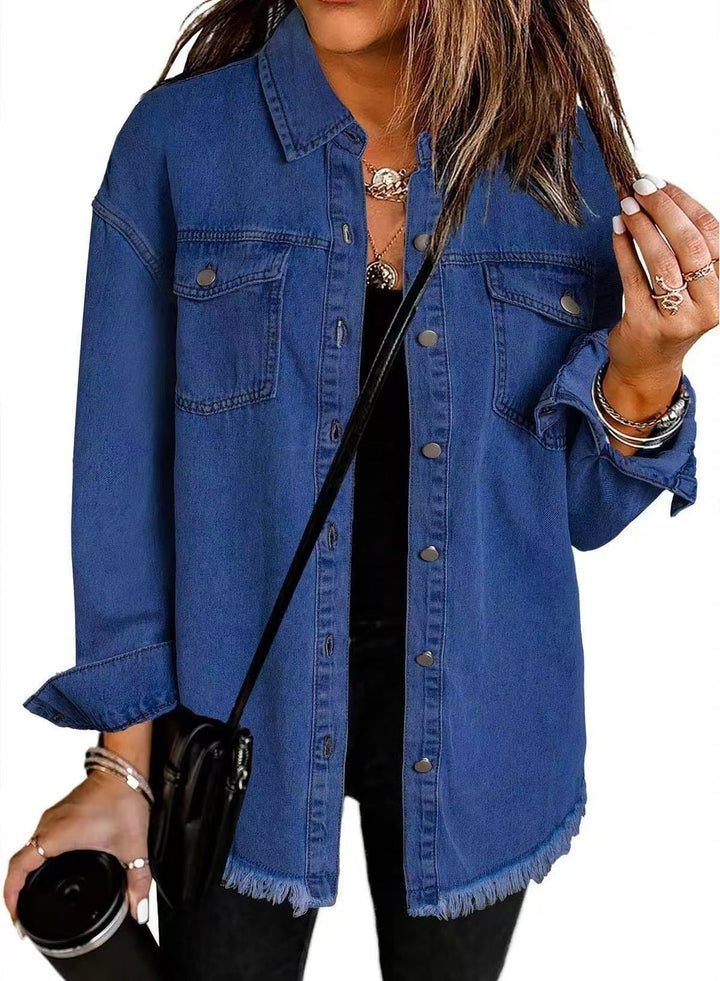Saxyn | Classic Denim Jacket with Frayed Hem