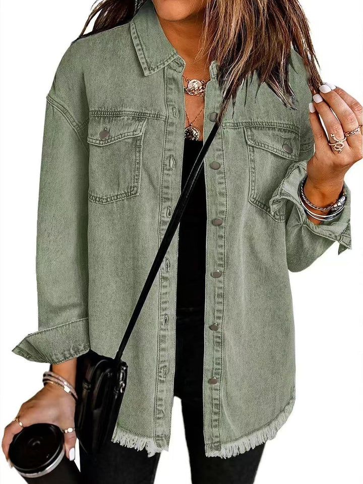 Saxyn | Classic Denim Jacket with Frayed Hem