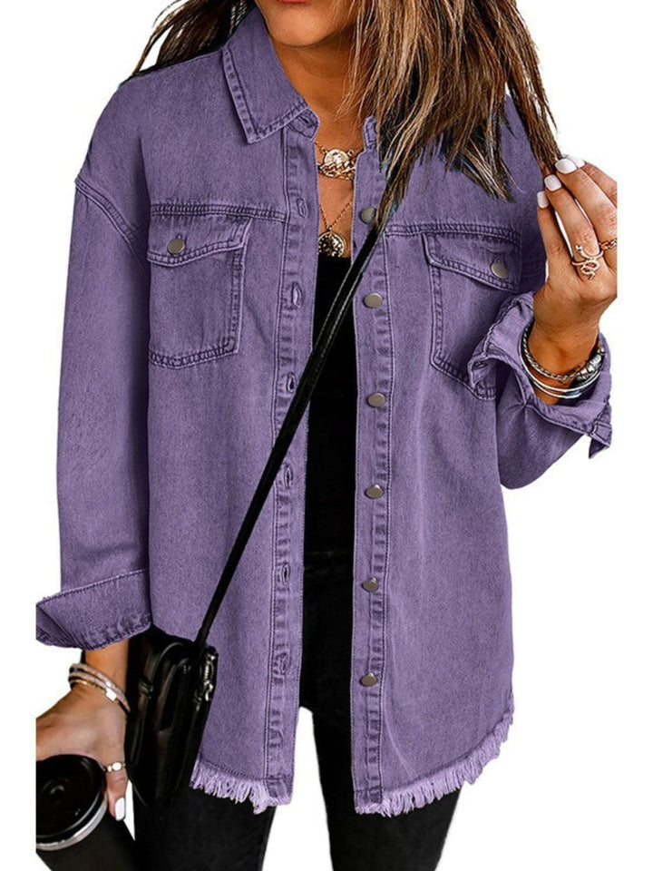 Saxyn | Classic Denim Jacket with Frayed Hem