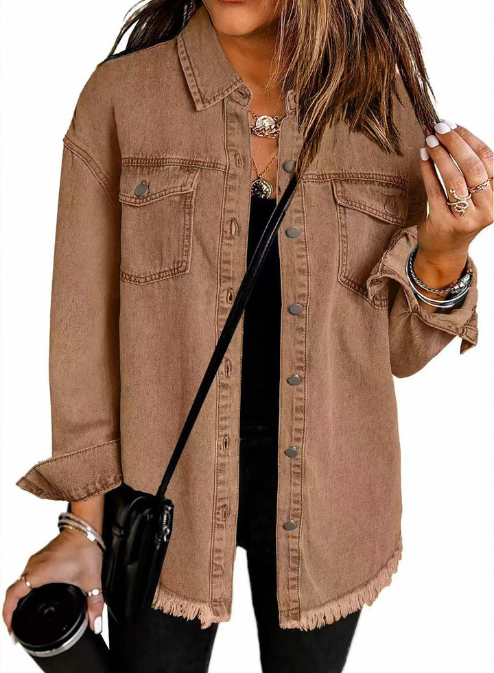 Saxyn | Classic Denim Jacket with Frayed Hem