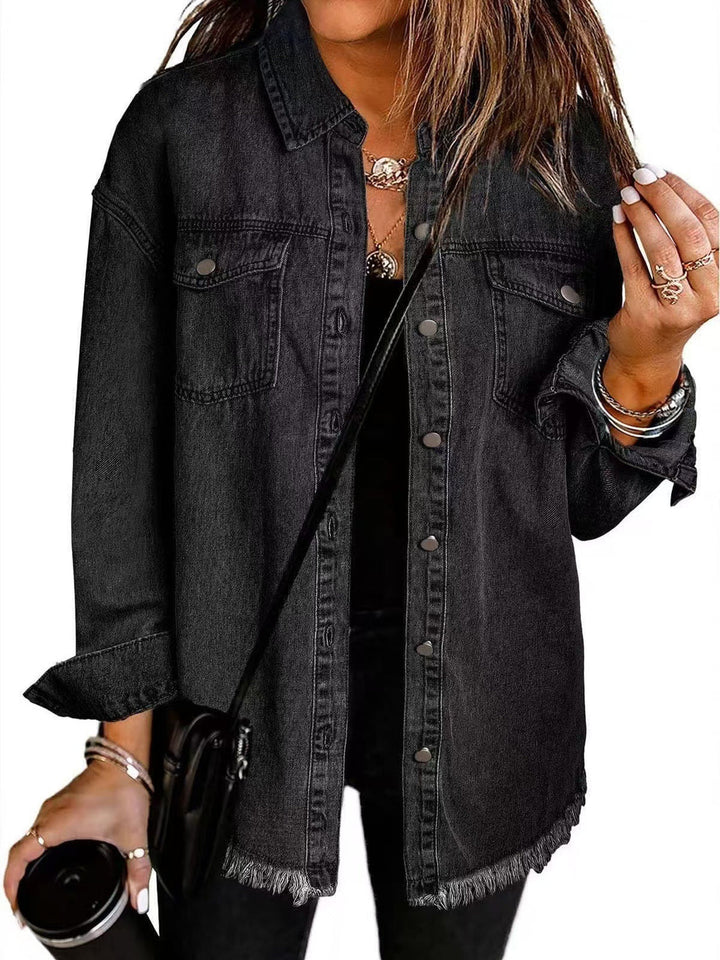Saxyn | Classic Denim Jacket with Frayed Hem