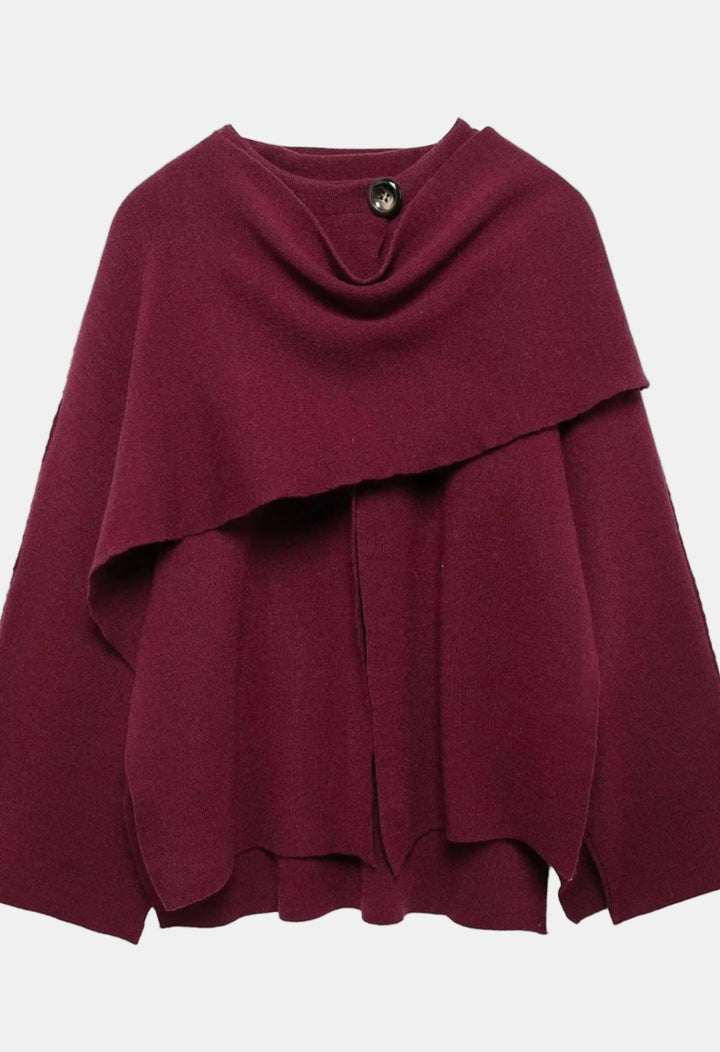 Scottie | Elegant Draped Cape with Button Detail
