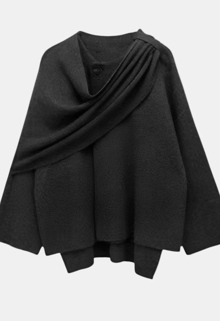 Scottie | Elegant Draped Cape with Button Detail