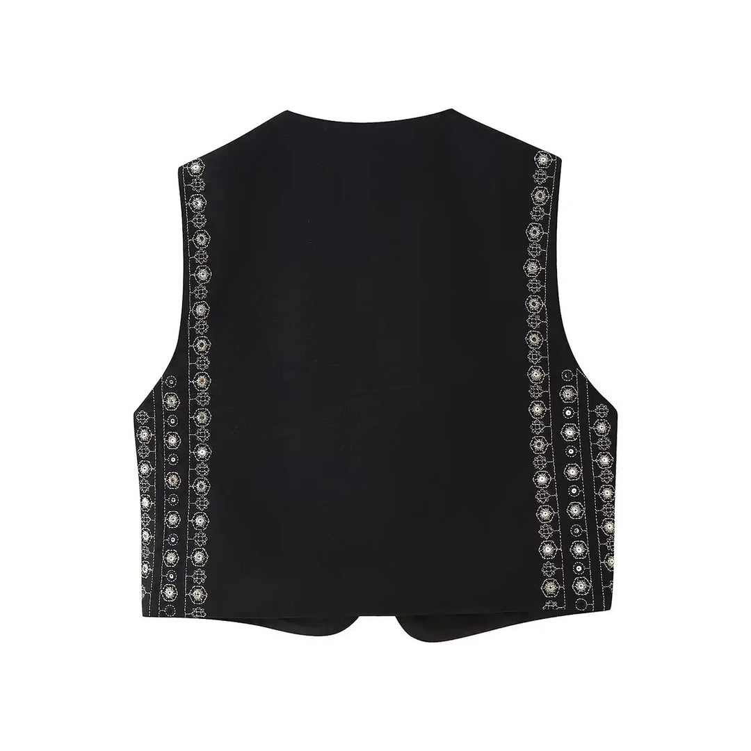 Selena | Embellished Boho Vest with Open Front