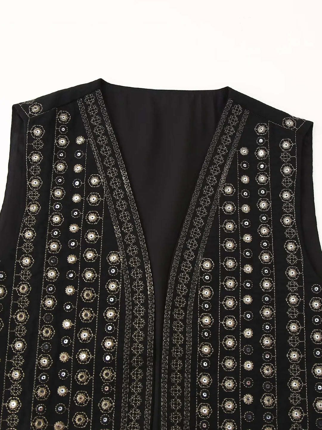 Selena | Embellished Boho Vest with Open Front