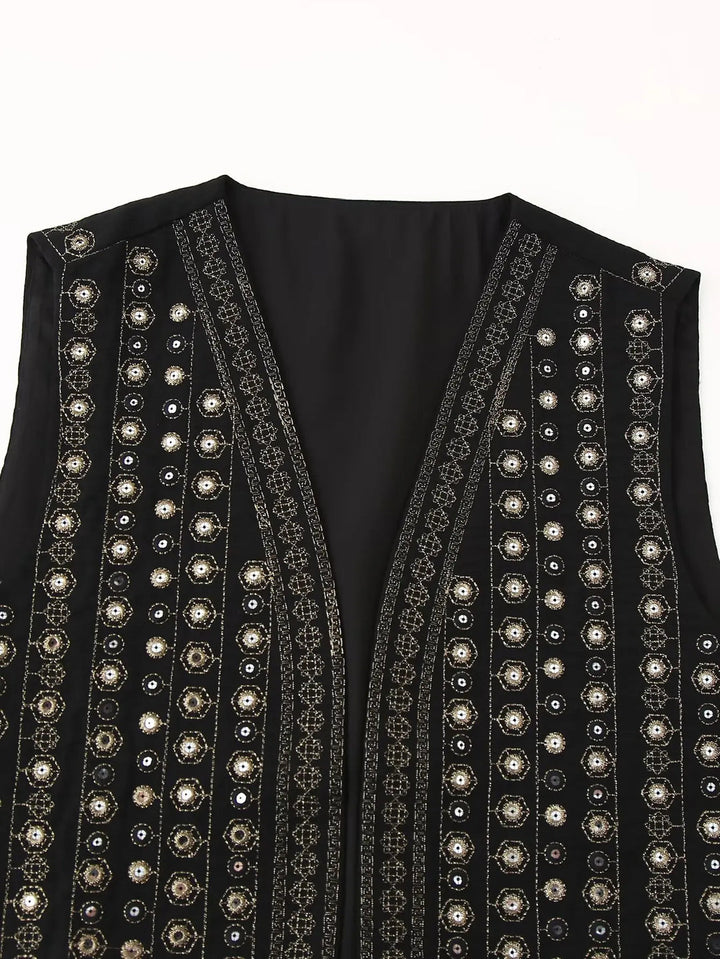 Selena | Embellished Boho Vest with Open Front