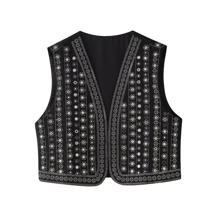 Selena | Embellished Boho Vest with Open Front