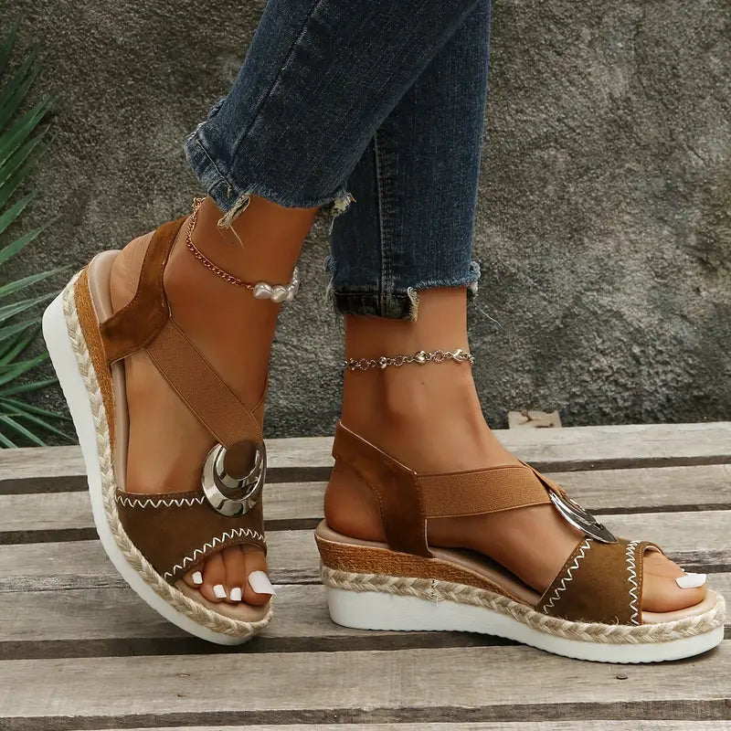 Selena | Platform Sandals with Metal Ring Detail