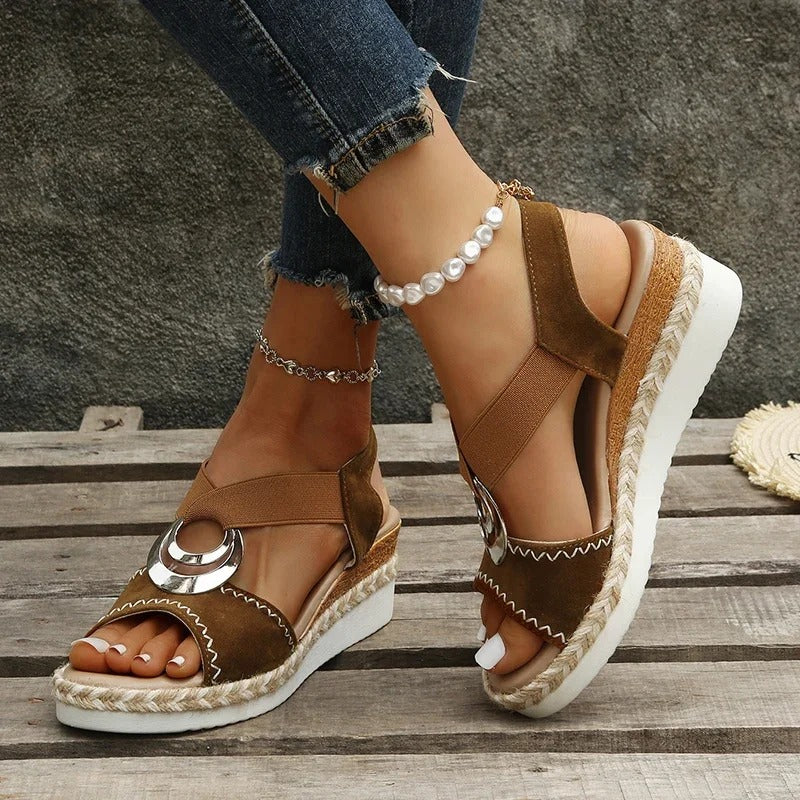 Selena | Platform Sandals with Metal Ring Detail