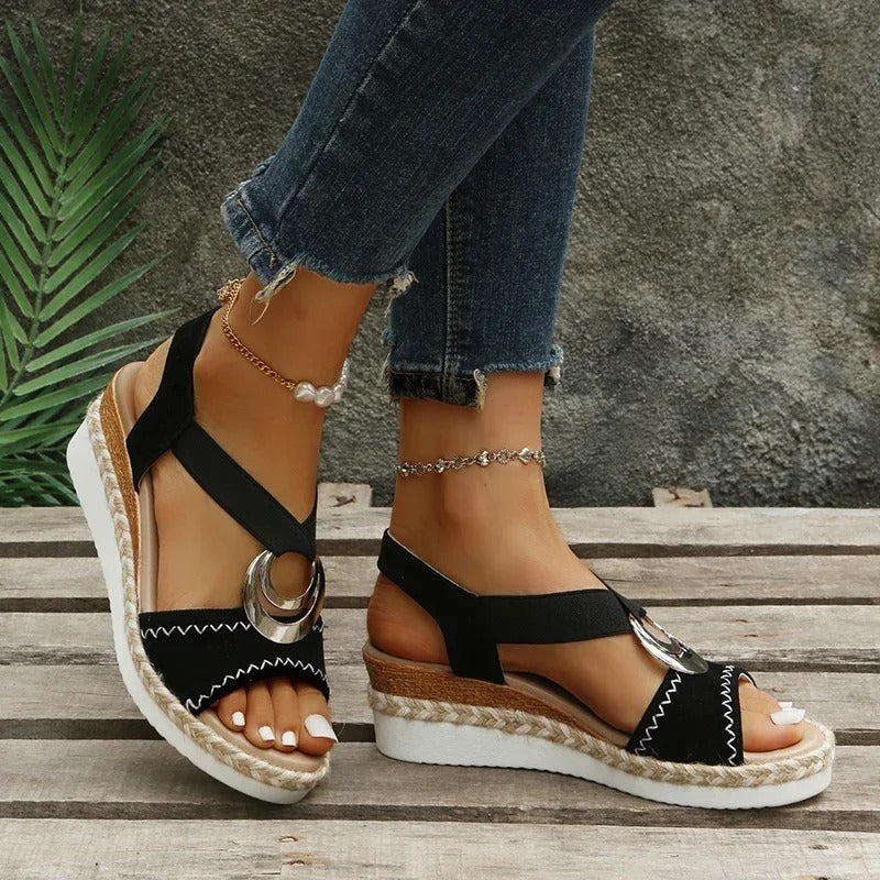 Selena | Platform Sandals with Metal Ring Detail