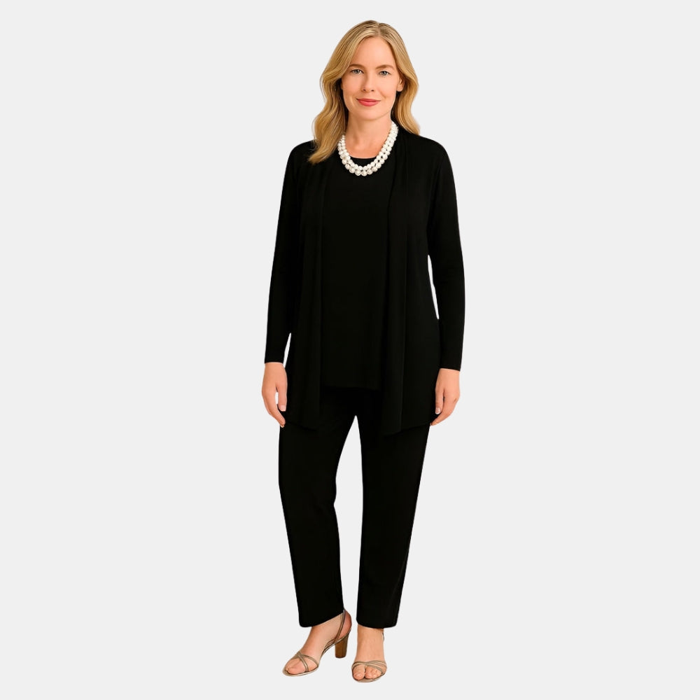 Shirley | Three Piece Set with Cardigan Top and Straight Leg Pants