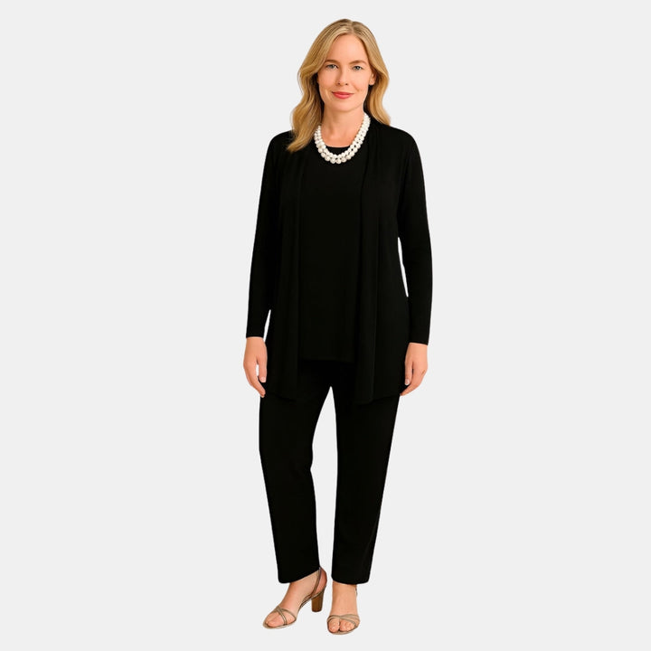 Shirley | Three Piece Set with Cardigan Top and Straight Leg Pants