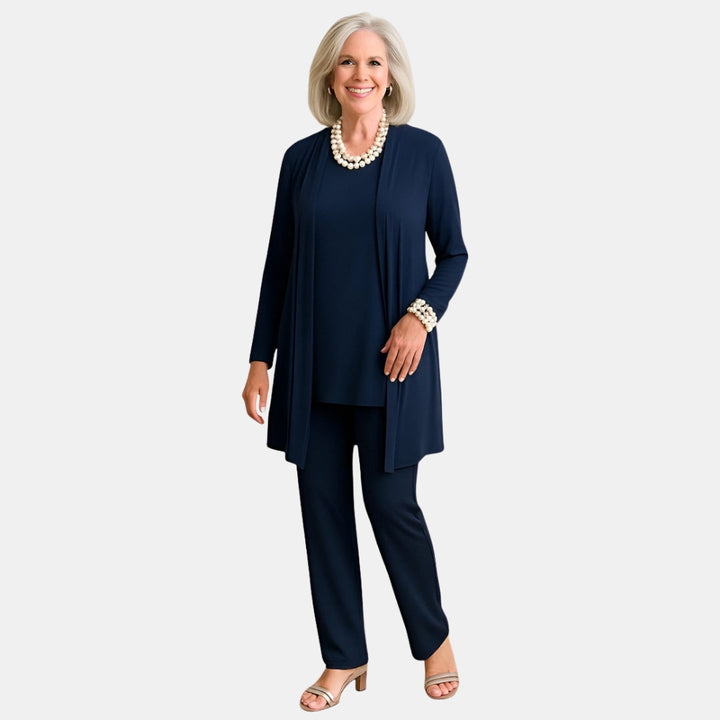 Shirley | Three Piece Set with Cardigan Top and Straight Leg Pants